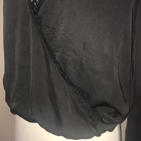 EUC BLUE  LIFE SILKY BLOUSE W/ lace trim - Picture 3 of 7